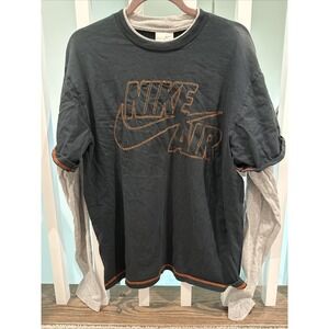 Vintage Nike Gray Tag L/S T Shirt Large Black Nike Air Graphic Shirt 90's XL